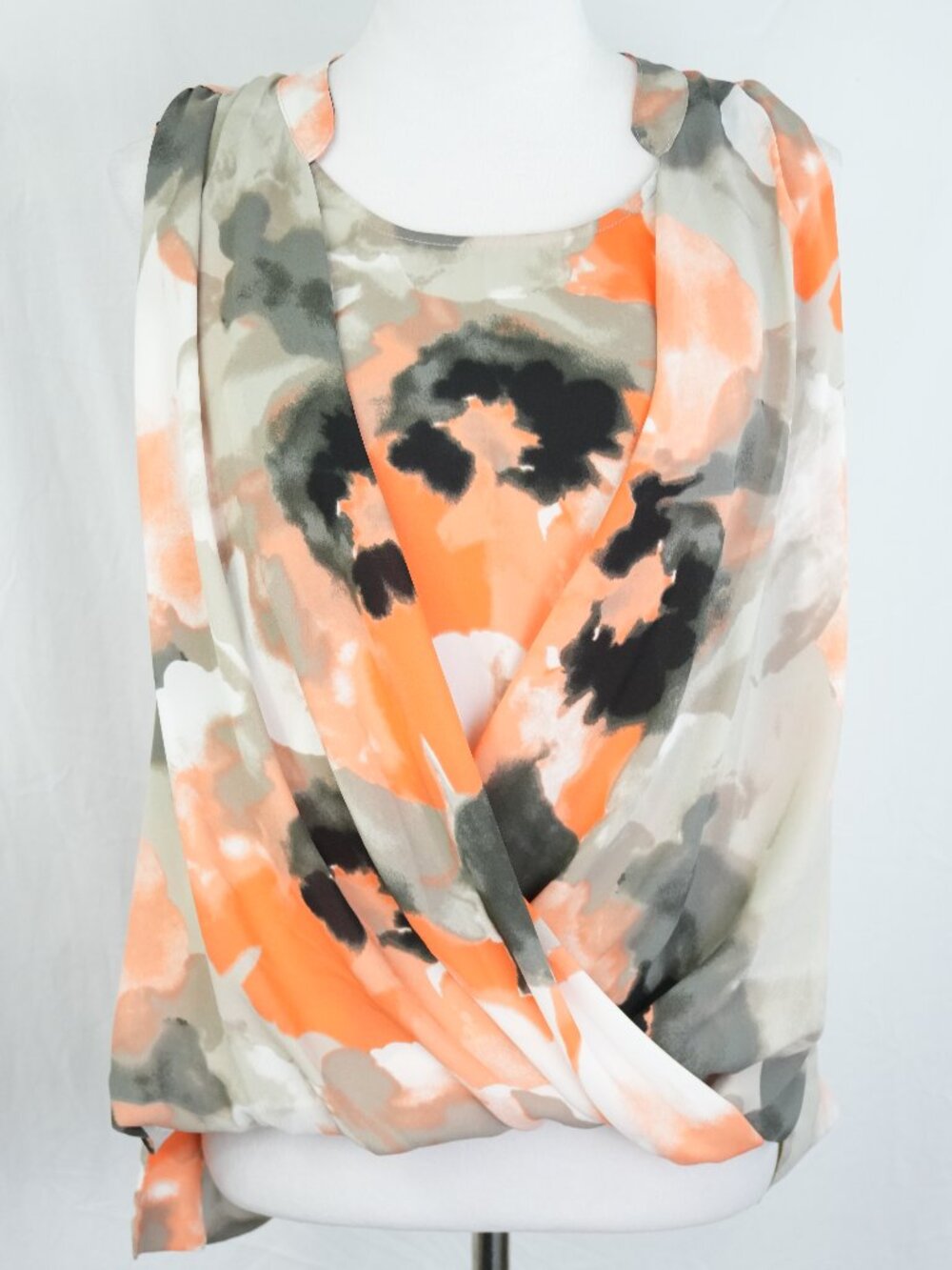 LNC Alfani Womens Size 10 Medium Top Orange Black Sleeveless Business Casual